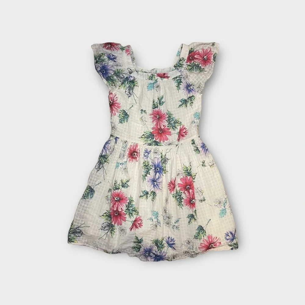 Gap Cap Sleeve Pink & Purple Floral Pattern Dress